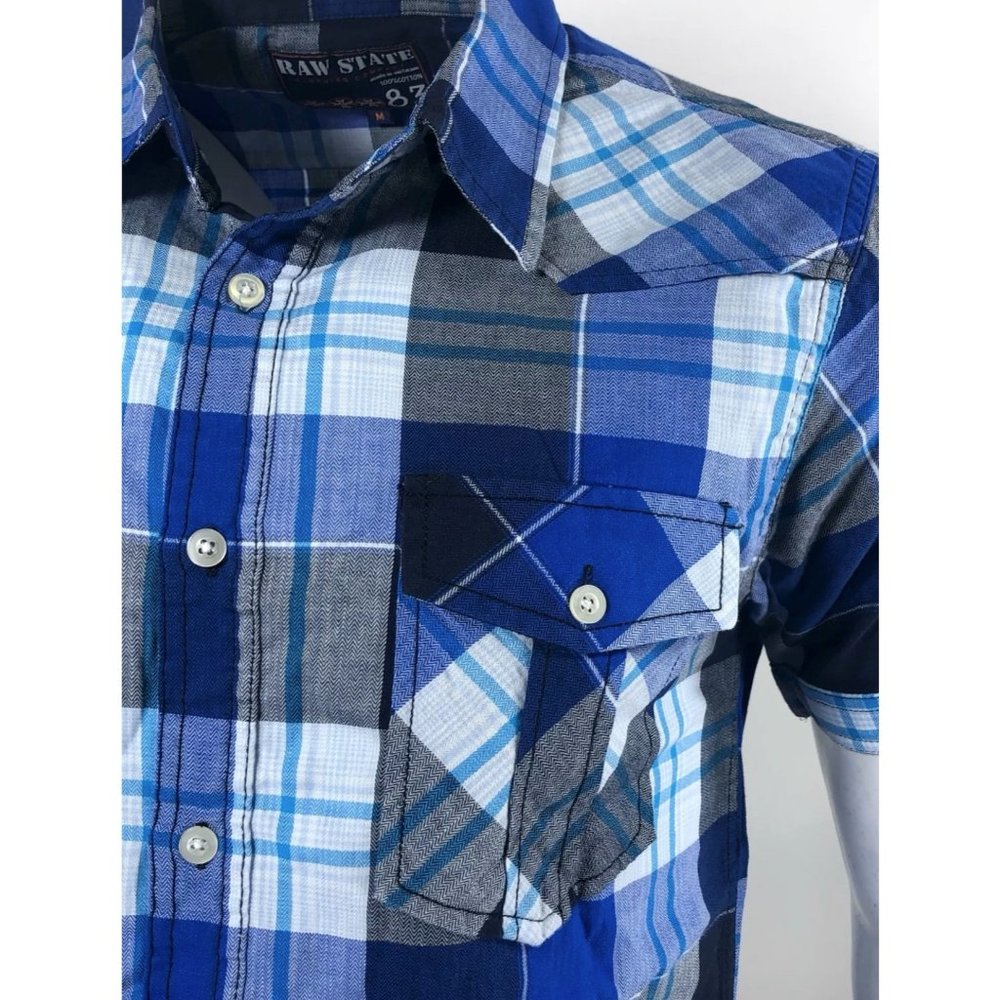 RAW STATE AFFLICTION Men's Button Down Shirt Short - Picture 8 of 10